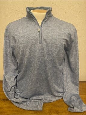 johnnie-O Men's Heather Light Blue Zip-Up Pull-over